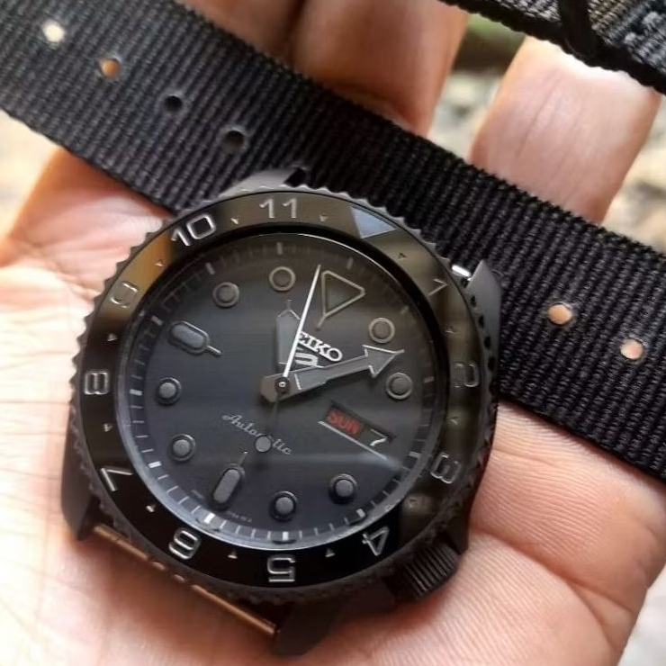 seiko srpd79k1 seken bekas preloved seiko 5 sport blackout original upgrade insert bezel ceramic sei