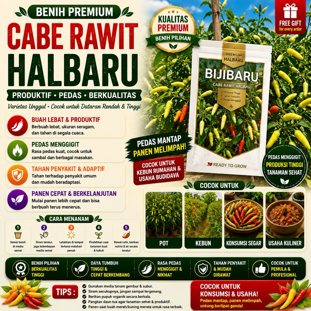 Isi 25 Biji Benih Cabe Rawit HALBARU- Repack