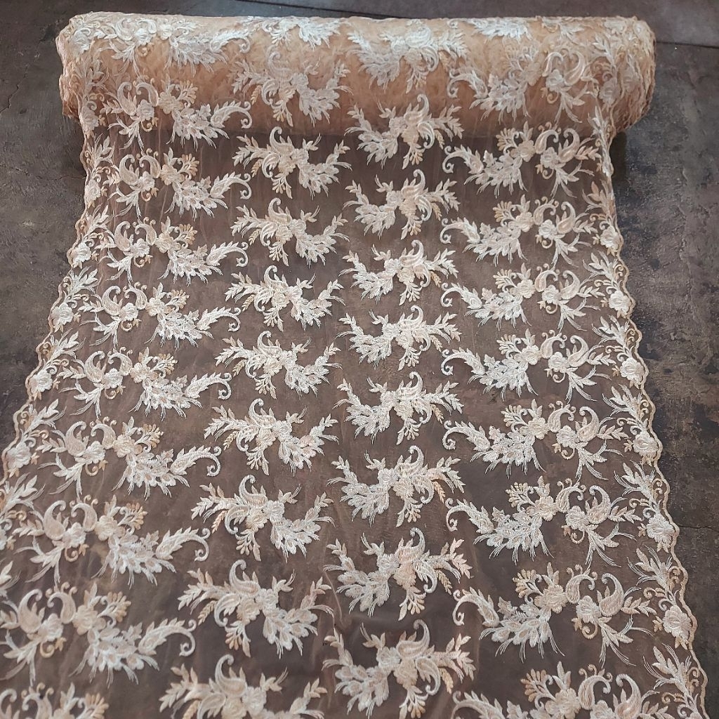 kain tile bordir Premium  - kain tile bordir mewah  - kain tile bordir motif ( mocca) ds