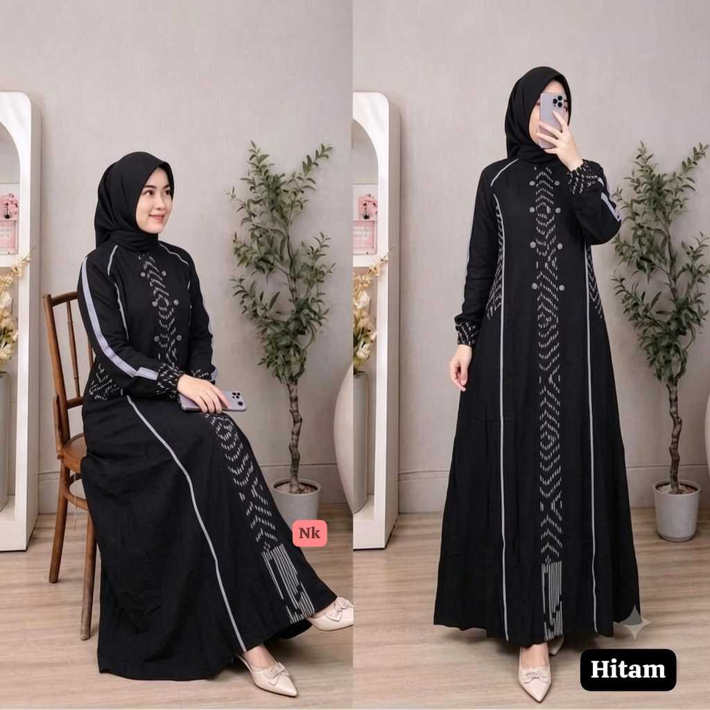 Gamis Twill Ori Kombinasi Etnik Tenun Songket Troso.Terbaru Best Seller.Gamis Muslim Kwalitas Premiu