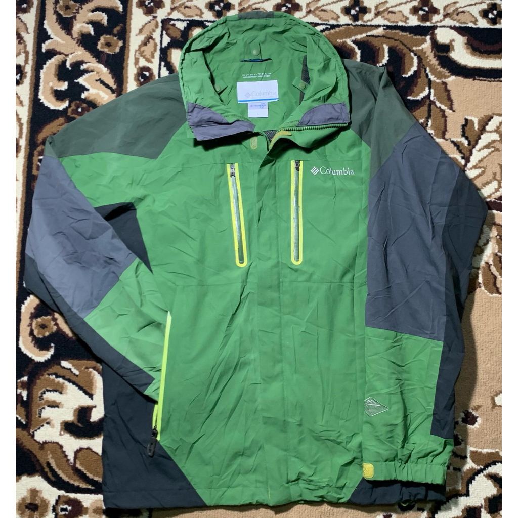 Jaket Outdoor Columbia Green Grey Original Style | Windbreaker Waterproof Hiking