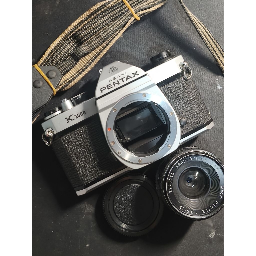 Kamera Analog Film SLR Asahi Pentax K1000 + Lensa SMC K 35 f3.5 (rare)