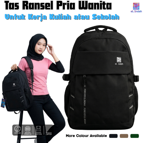 Tas Ransel Polos Wanita Pria Tas Sekolah Warna Hitam Polos Tas Sekolah SMA SMP KULIAH