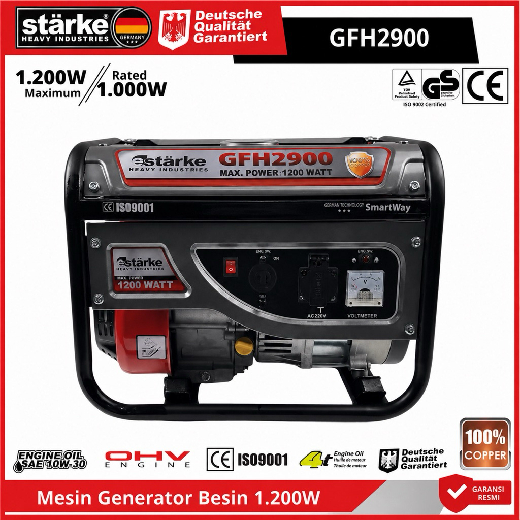 STARKE GFH2900 Mesin Genset Listrik Genset Bensin 4Tak Generator Genset 1000Watt GFH 2900