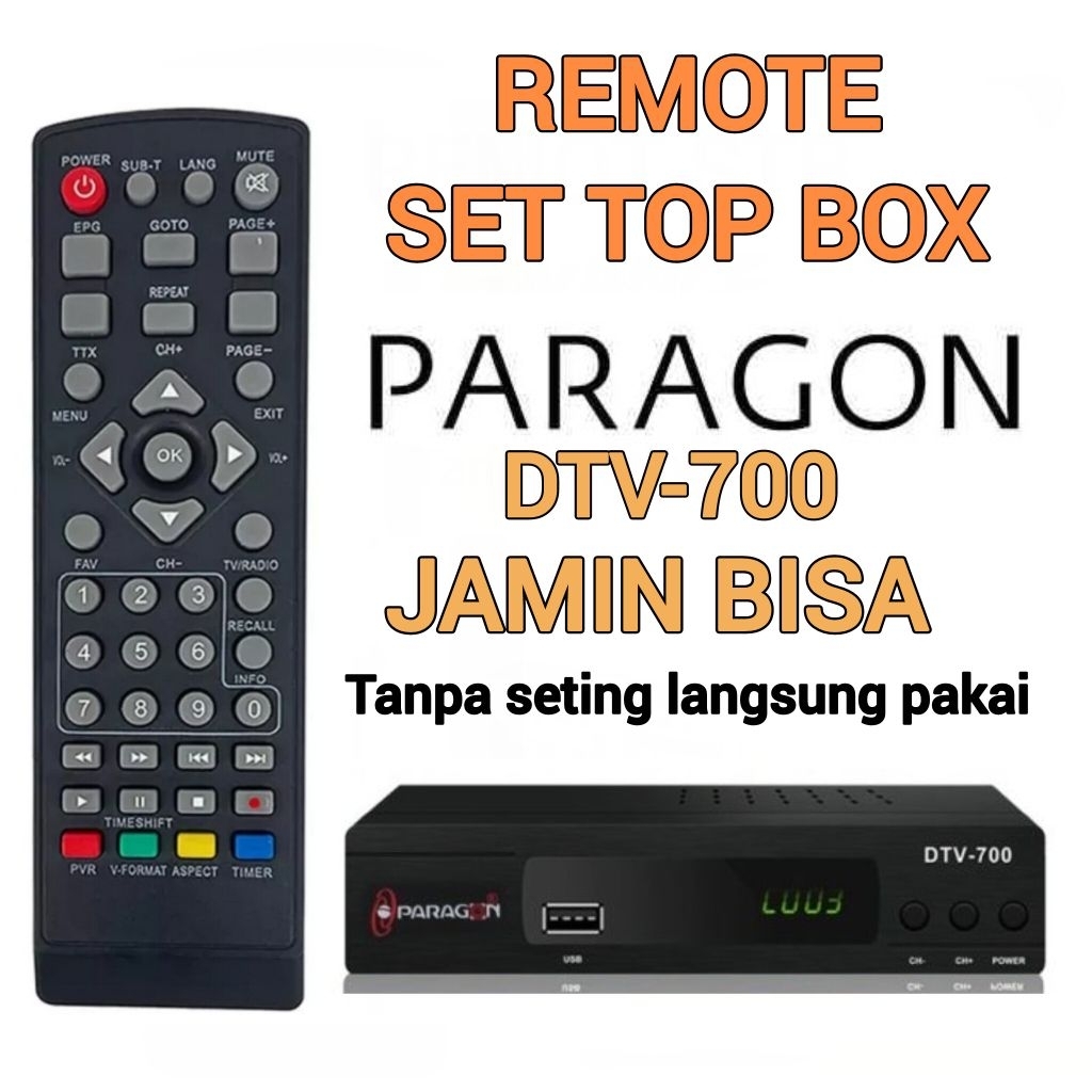 REMOTE SET TOP BOX PARAGON DTV-700 DI JAMIN PASTI LANGSUNG COCOK TANPA KODE