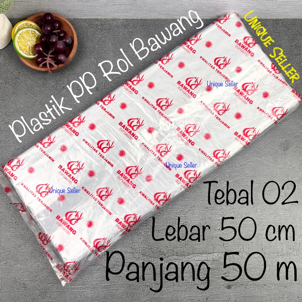 Plastik PP ROLL Lebar 50cm Panjang 50m Tebal 02 Bawang / Plastik PP Roll Bawang 50 cm Panjang 50 m T