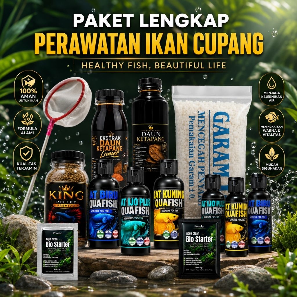PAKET LENGKAP IKAN CUPANG | Paket Perawatan & Pengobatan Ikan Cupang Maupun Ikan Hias Lainnya Berkua
