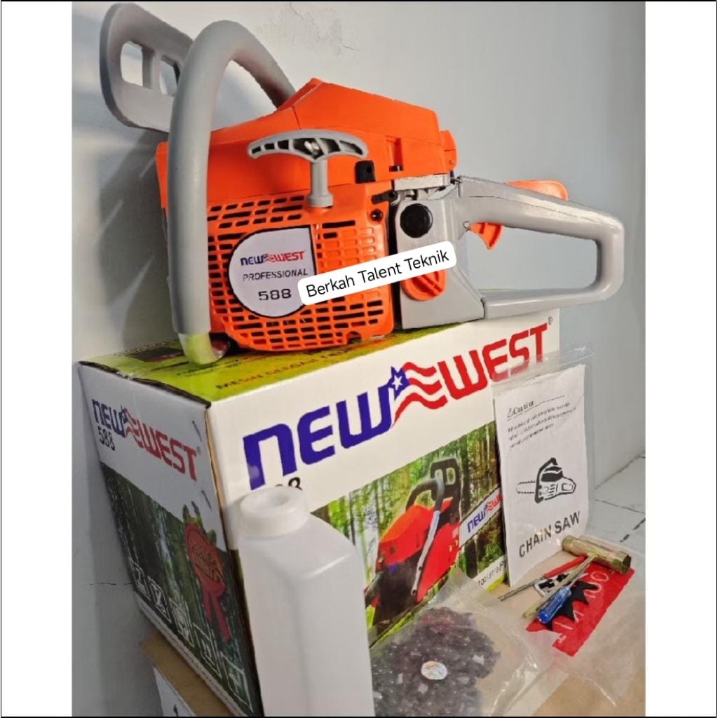 TERMURAH  GERGAJI MESIN CHAINSAW 588 NEW WEST 22 INCH FULLSET ( LENGKAP ) ORIGINAL NEW WEST 588