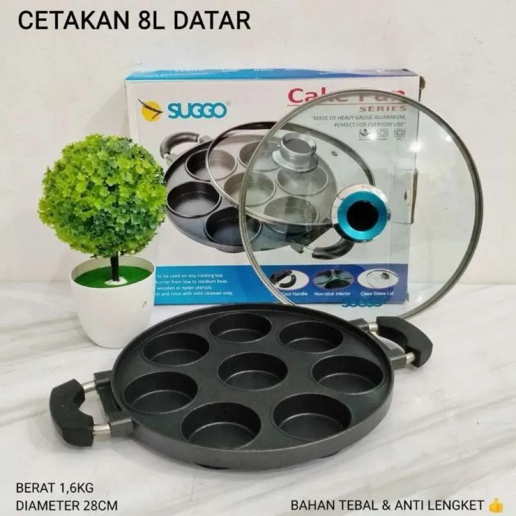 Suggo CakePan 8 lubang datar / Cetakan kue martabak mini