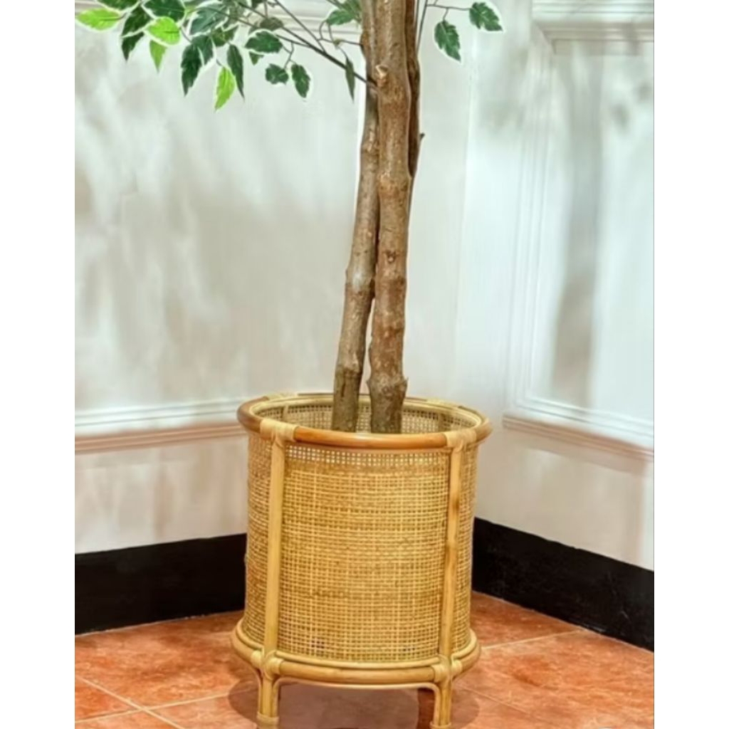 Pot Bunga Rotan Vas Bunga Rotan Anyaman Aesthetic