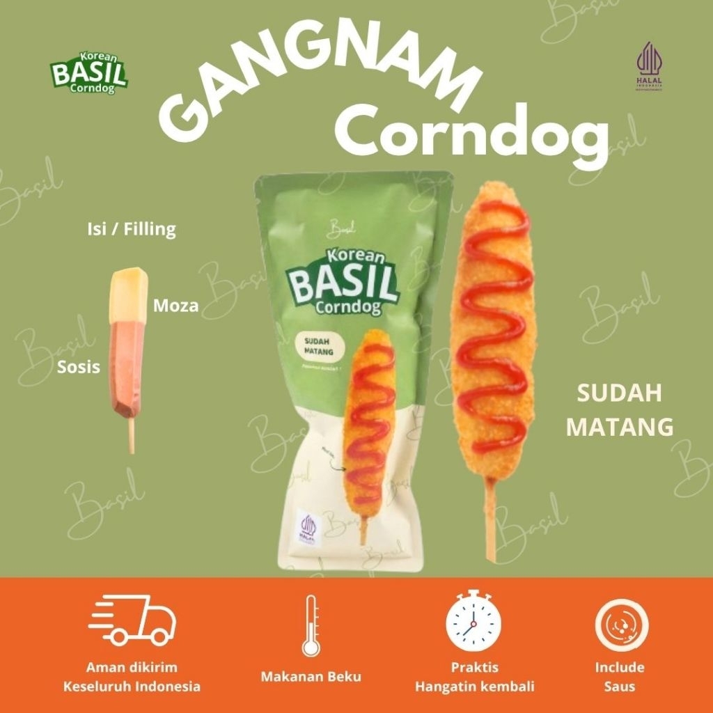 Corndog Sosis Moza BASIL Gangnam Corndog Frozen