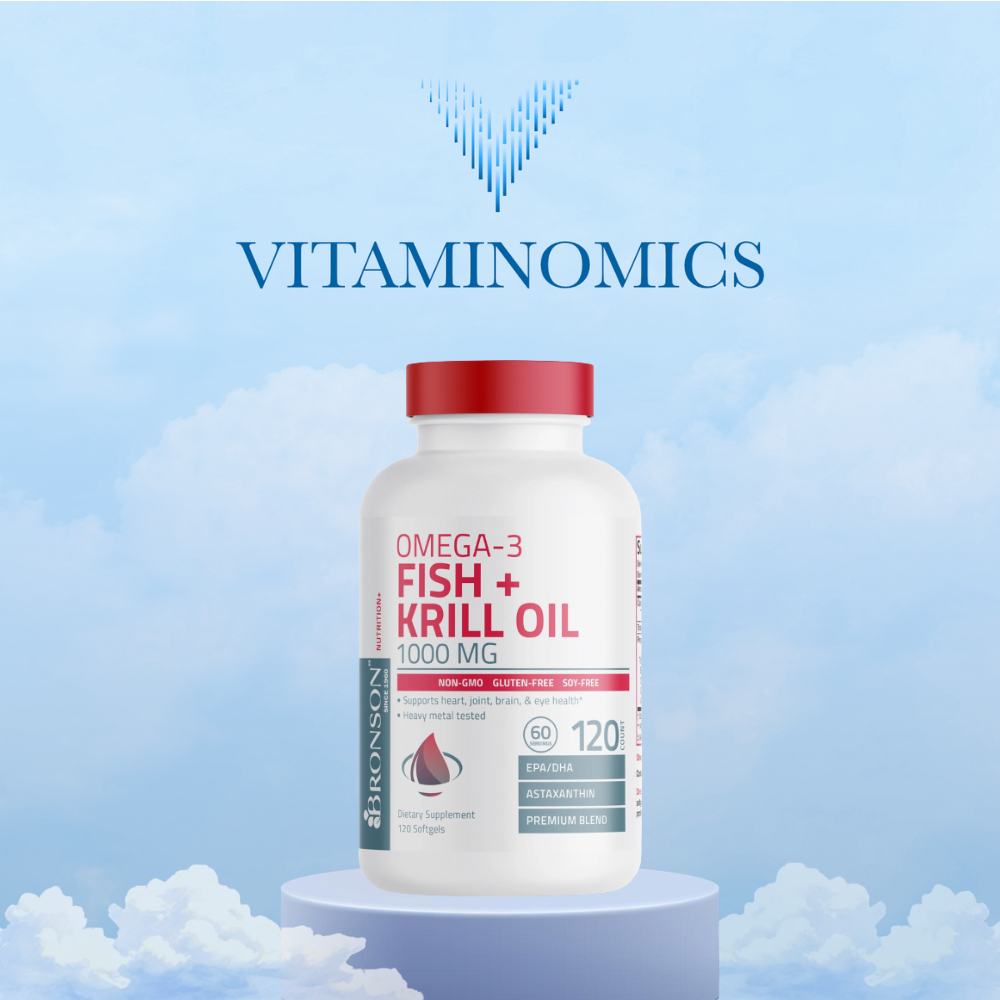 Bronson Omega-3 Fish Oil Krill Oil 1000 mg 120 Softgels Supplement