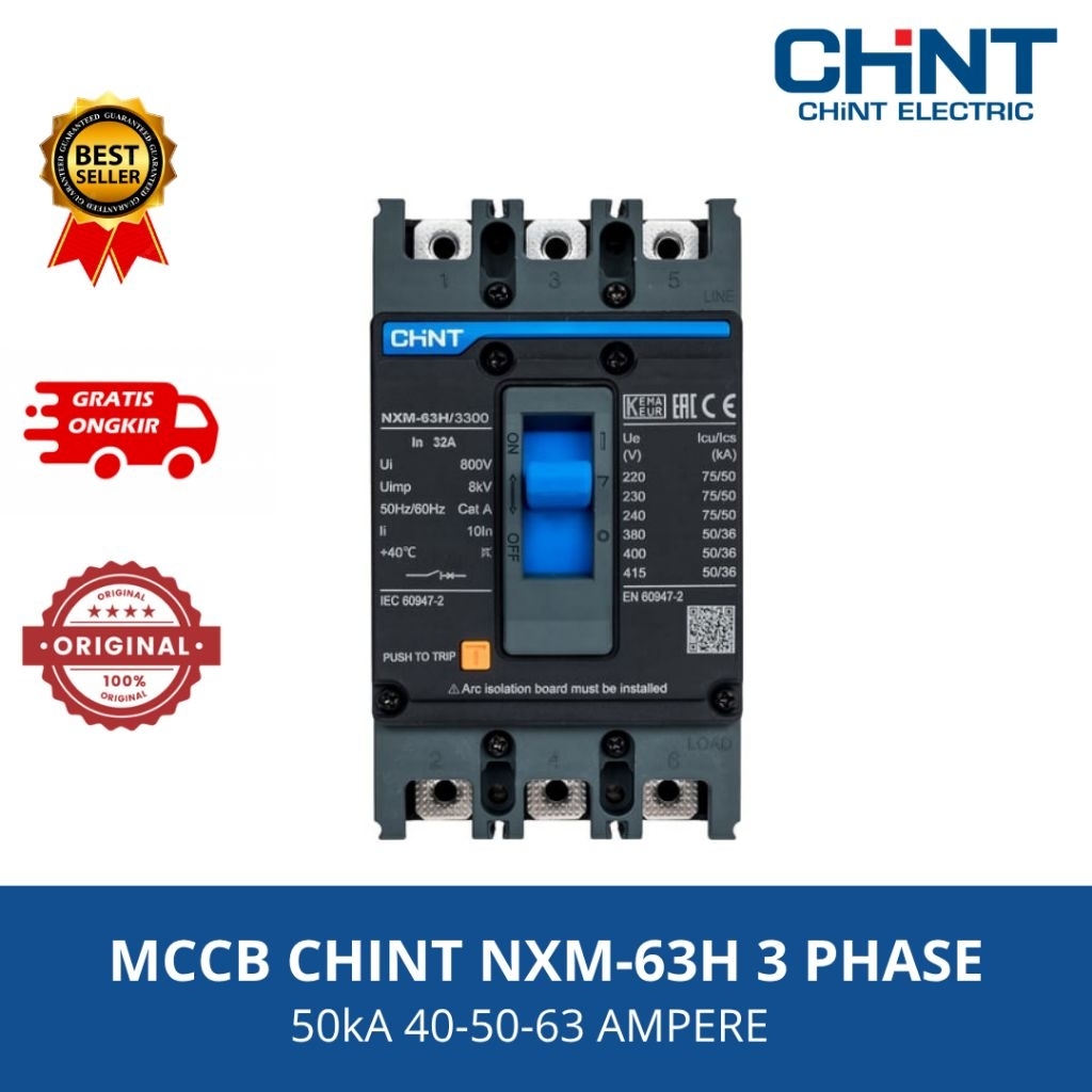 MCCB CHINT NXM-63H 3 PHASE 50KA 40/50/63A