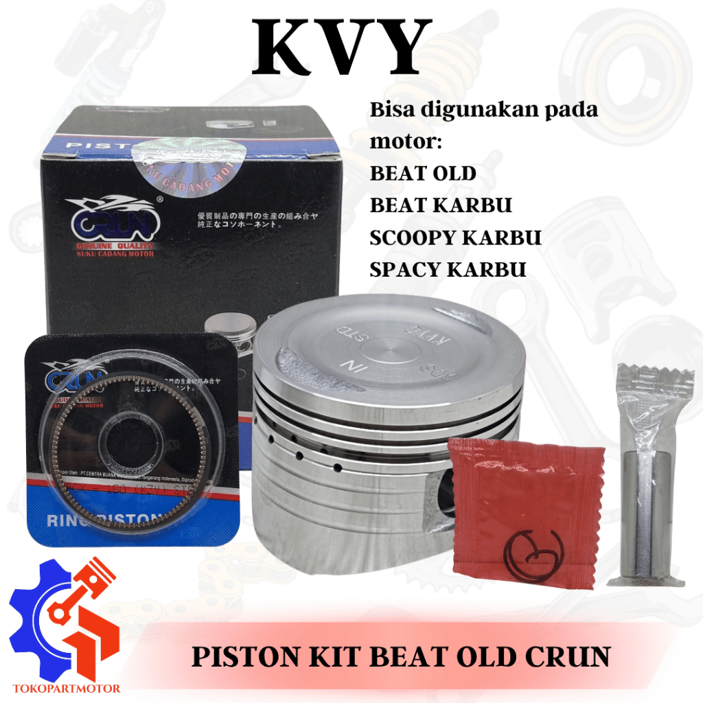 PISTON KIT SEHER KIT PISTON RING BEAT OLD / BEAT KARBU / SCOOPY KARBU / SPACY KARBU ( KVY ) CRUN