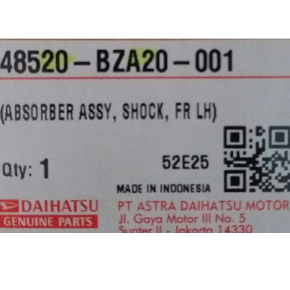 SHOCKBREKER DAIHATSU GREAT XENIA/VELOZ DEPAN KIRI 2012-2021 / 48520-BZA20-001