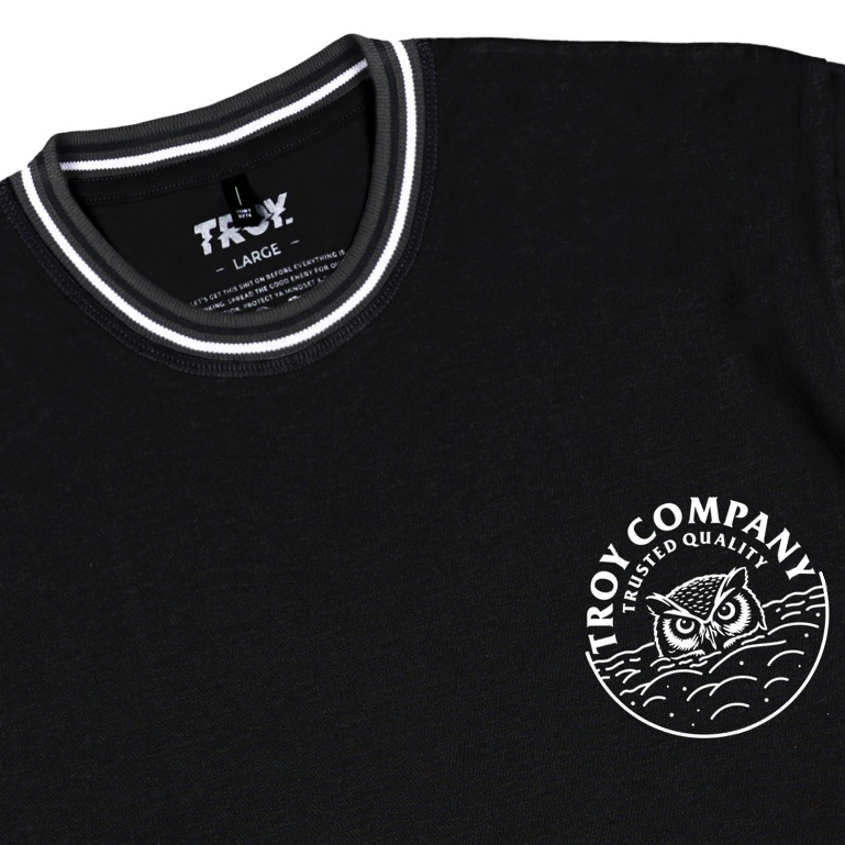 Troy Company Striped Rib Tshirt Black Nocturn - Kaos Pria Lengan Pendek Hitam KST 3541-3A1W1B