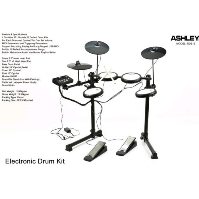 Drum Kit Elektrik Ashley Sd512 Original