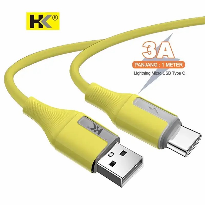 HK D31 Kabel Data Charger Fast Charging 3A Lightning 30W Cable Data Silikon 1M