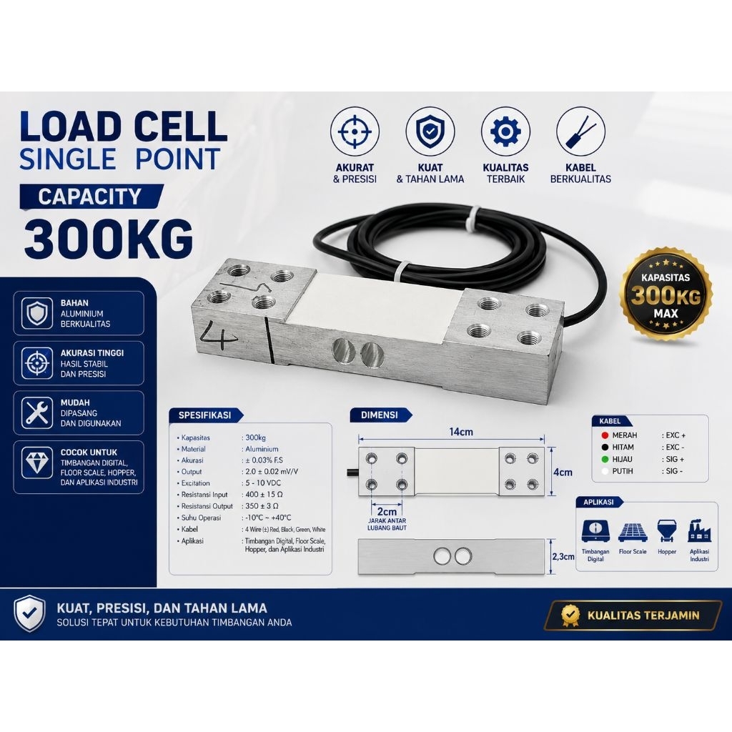 Loadcell Timbangan Digital 300kg/sensor timbangan digital/alat pendeteksi berat/sparepart timbangan 