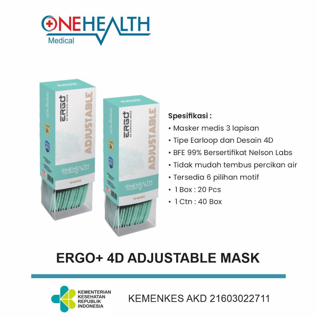 ONEHEALTH MASKER ERGO 4D SURGICAL MASK ADJUSTABLE