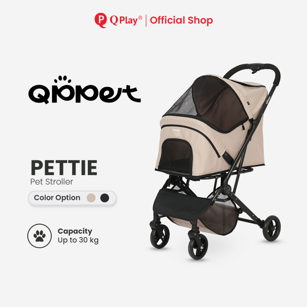 Qplay QPPet Pettie Pet Stroller/ Kereta Dorong Anjing Kucing Lipat Otomatis Travel / Tas Kereta Hewa