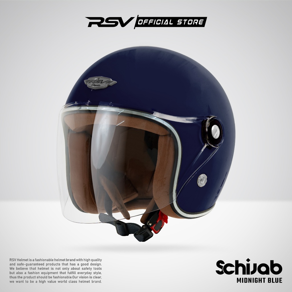RSV SC Hijab Retro Classic Helm Half Face - Midnight Blue l Helm Hijab