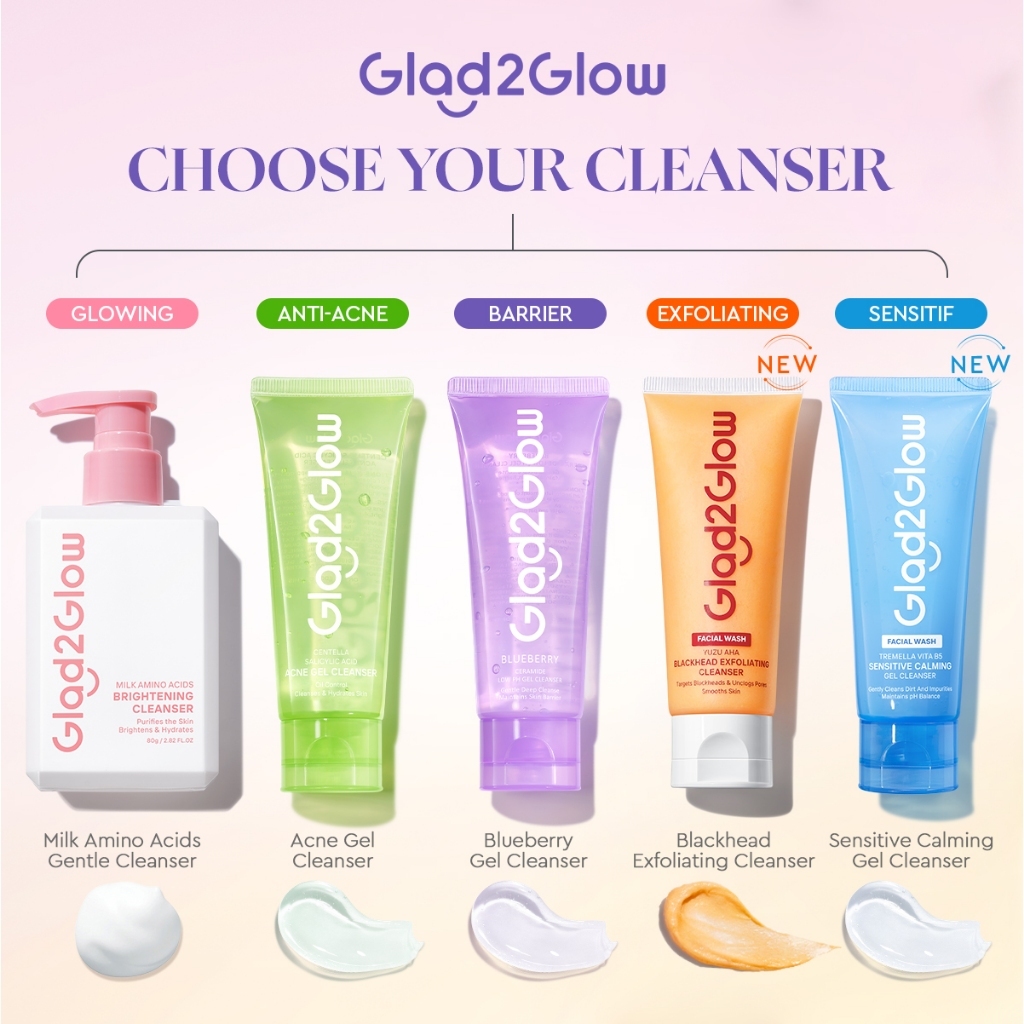 GLAD2GLOW Face Cleanser Series / Sabun Cuci Muka Glad2Glow 70ml