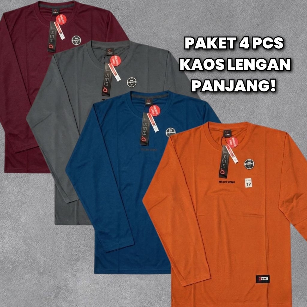 [RANDOM] PAKET 4 PCS KAOS LENGAN PANJANG PREMUM | ATASAN KAOS PANJANG PRIA | KAOS PRIA | KAOS OBLONG