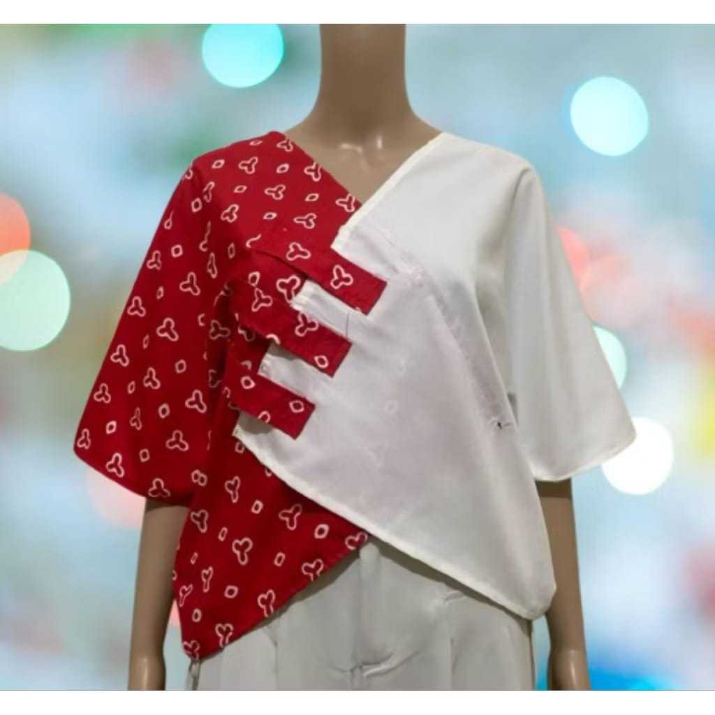 Outer Merah Putih Atasan Mix Jumputan