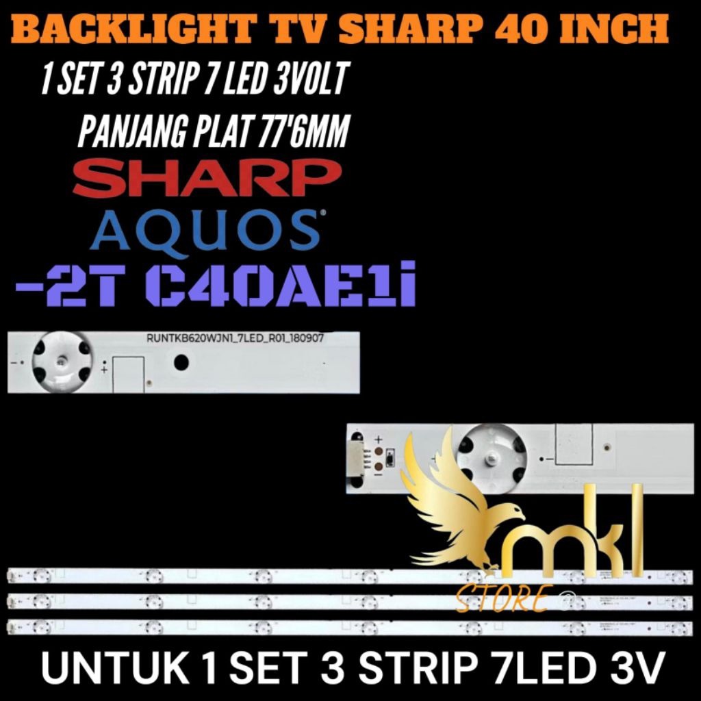BACKLIGHT TV LED SHARP 40 INCH 2T-C40AE1I BACKLIGHT TV LED SHARP 40 INCH