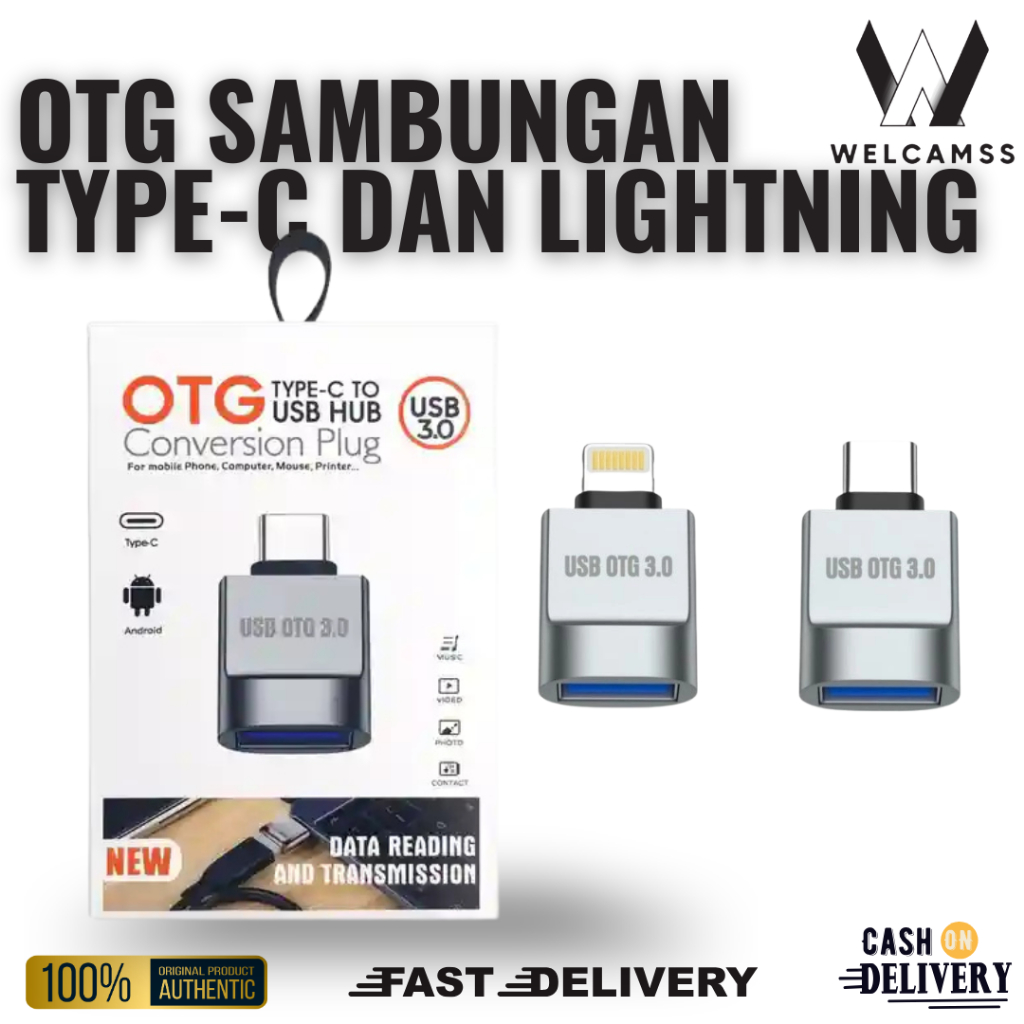 OTG TYPE-C DAN LIGHTNING USB 3.0 ADAPTER CONVERTER ANDROID TABLE PLUG & PLAY OTG IPHONE TO USB ORIGI