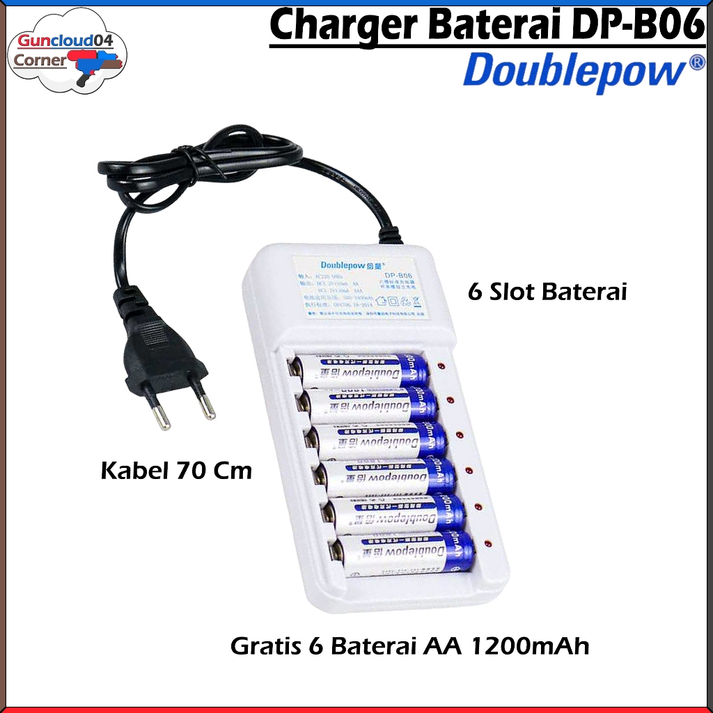 Doublepow DP-B06 Charger Baterai AA AAA Battery Charger Station Portable Multi Slot