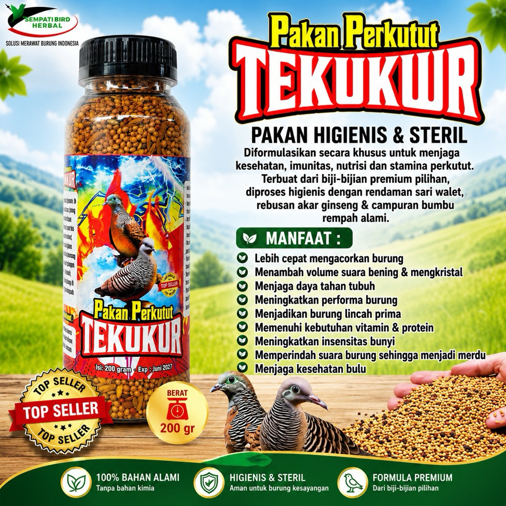 Pakan Perkutut TEKUKUR Premium Biji Pilihan Biar Gacor Cepat Suara Kristal Stamina Kuat Pakan Burung