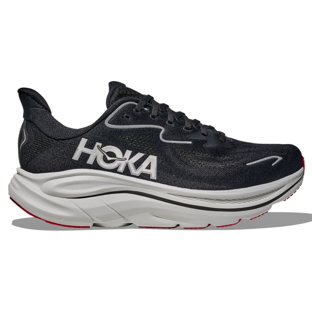 SEPATU HOKA RUNNING CLIFTON 10 BLACK SILVER RED ORIGINAL BIG SIZE 46