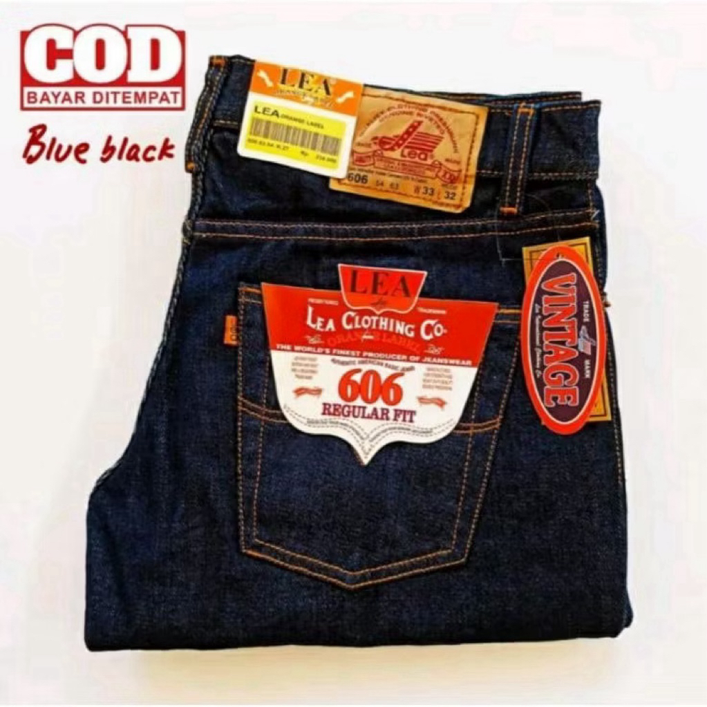 Celana Panjang Pria LEA 606 Model  Standar Reguler / Celana Jeans LEA Original /Celana Biru Muda
