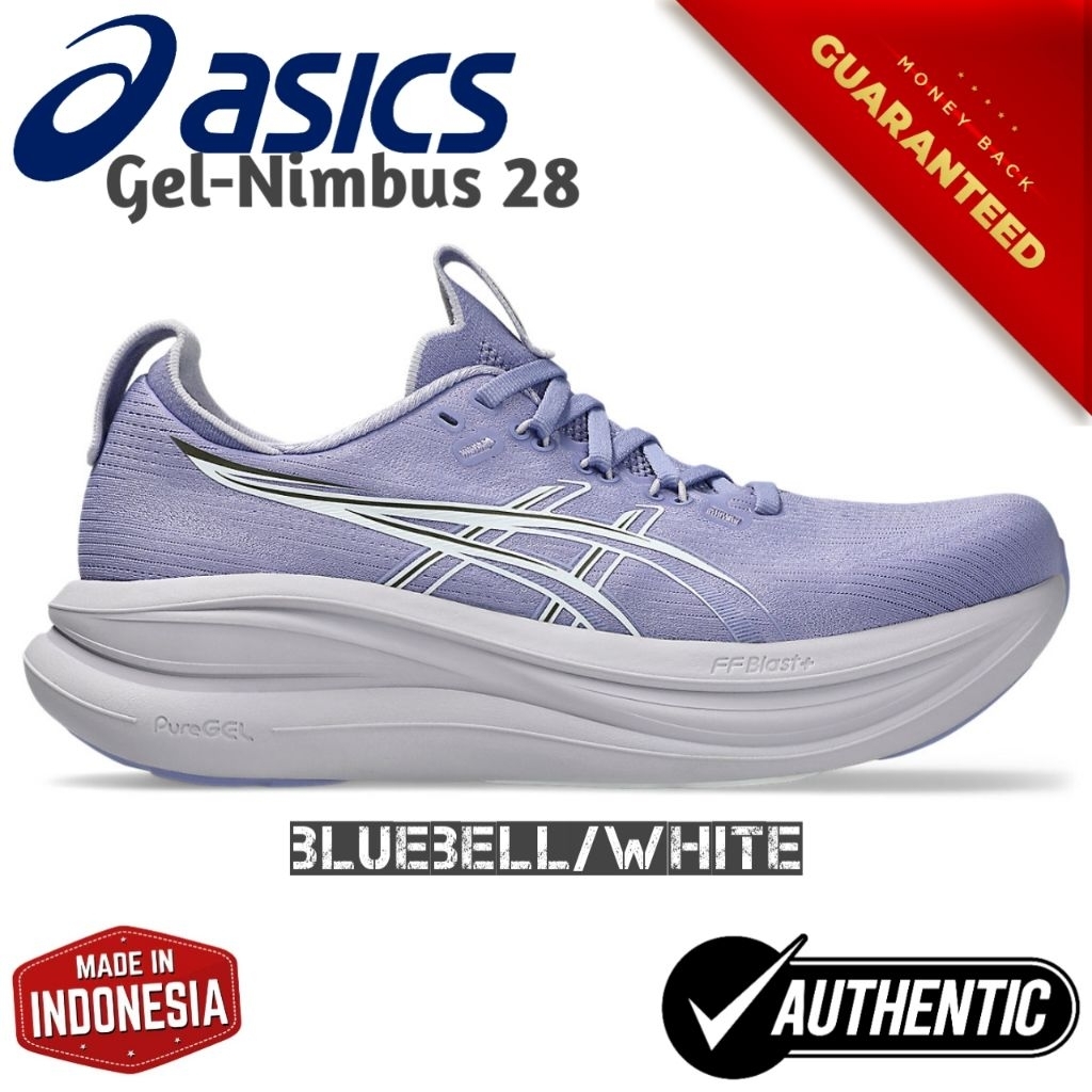 Sepatu Wanita Original Asics Gel Nimbus 28 Bluebell/White