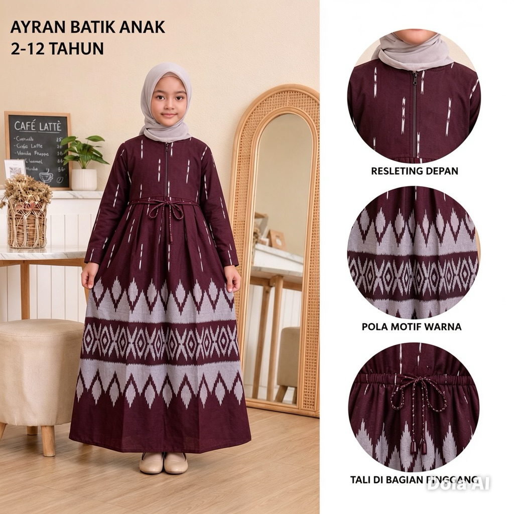 BATIK AYRAN - Gamis anak umur 2-12 tahun Batik Katun Polimikro Gamis Batik Anak Modern