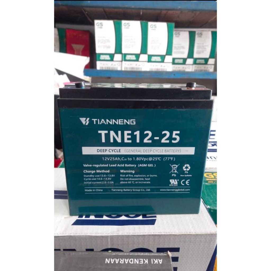 Aki tianneng TNE12-25 12volt 25ah 6dzm20 kepala baut original