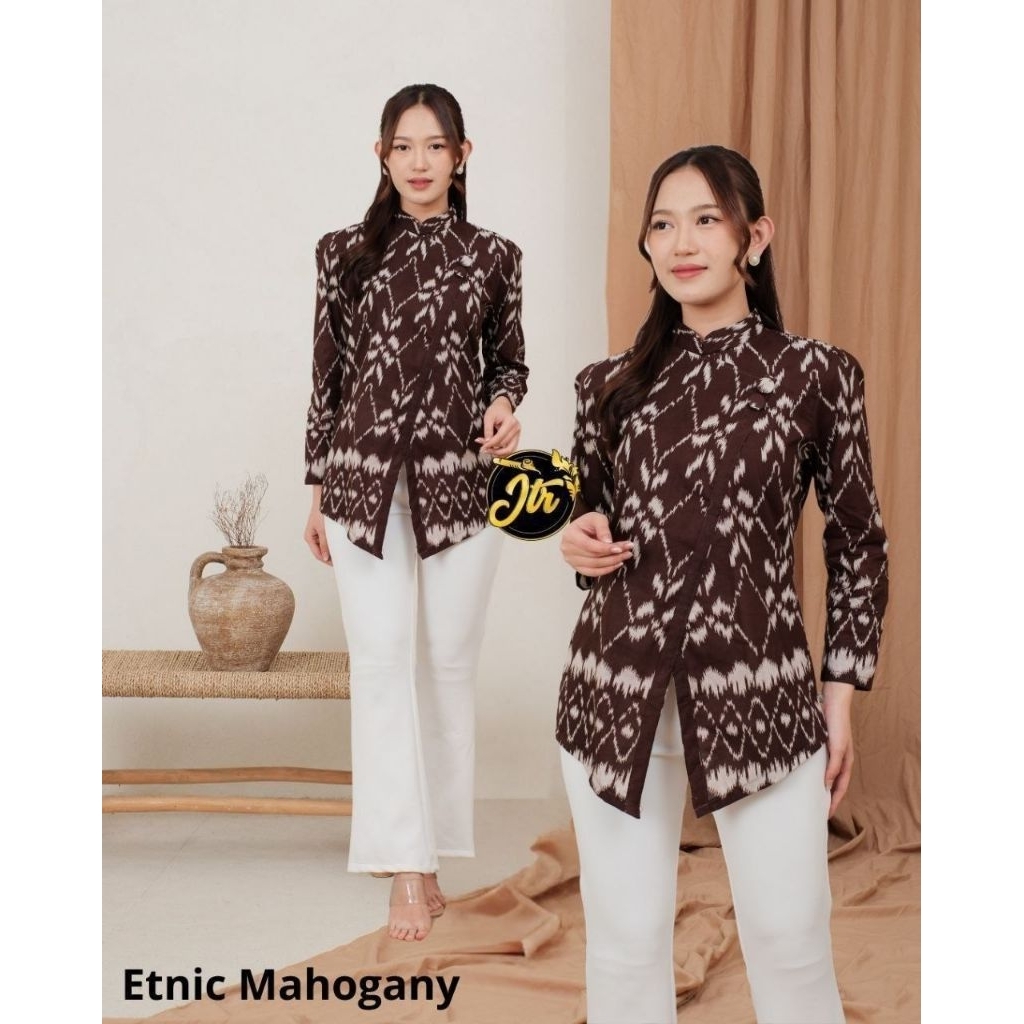 BLOUSE JANGGAN MOTIF ETNIC | BATIK MODERN KEKINIAN | BATIK JANGGAN