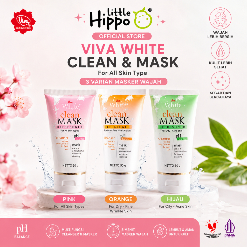Viva White Clean & Mask For All Skin Type Masker Wajah Viva Sabun Cuci Muka Viva