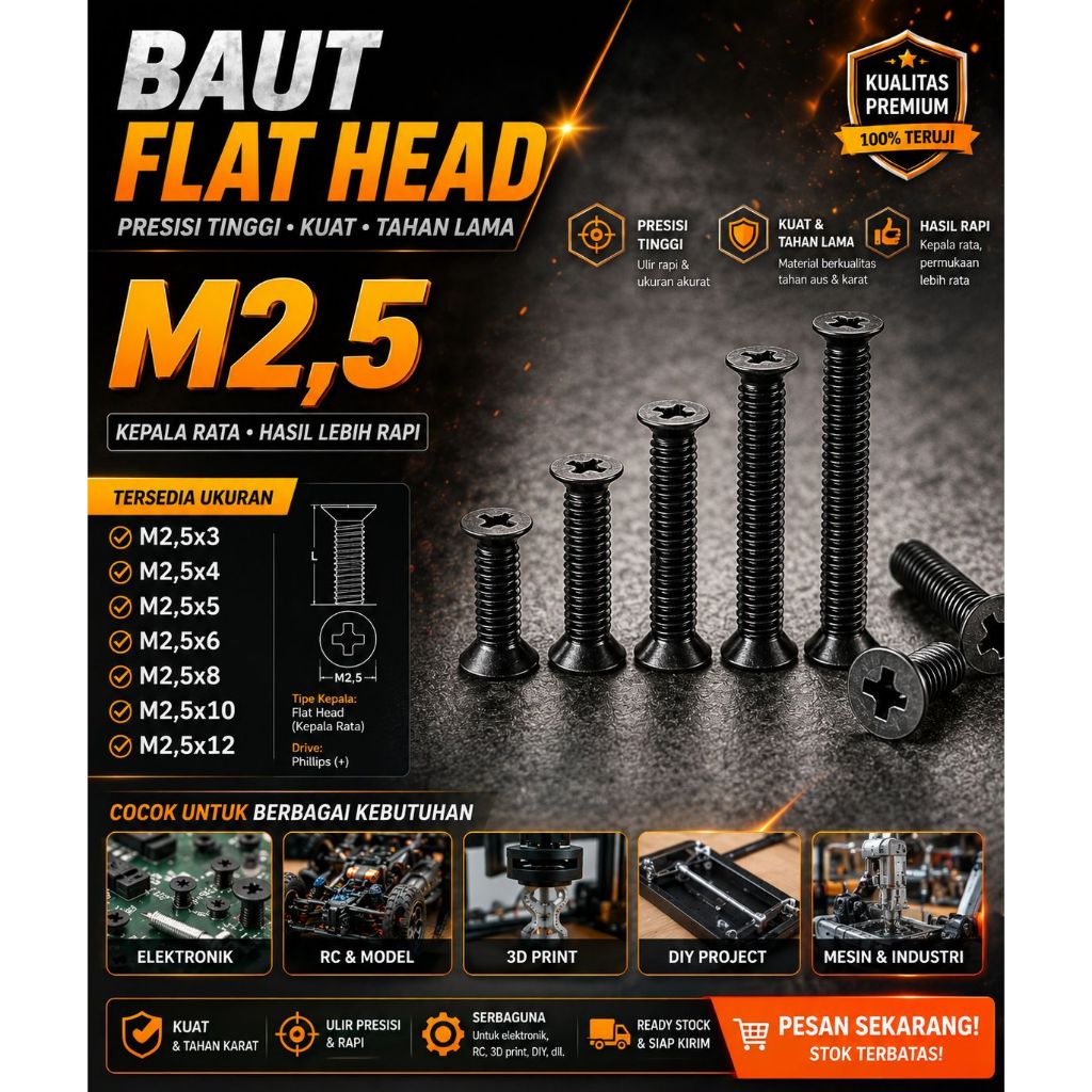 BAUT FLAT HEAD M2,5 / BAUT COUNTERSUNK M2,5