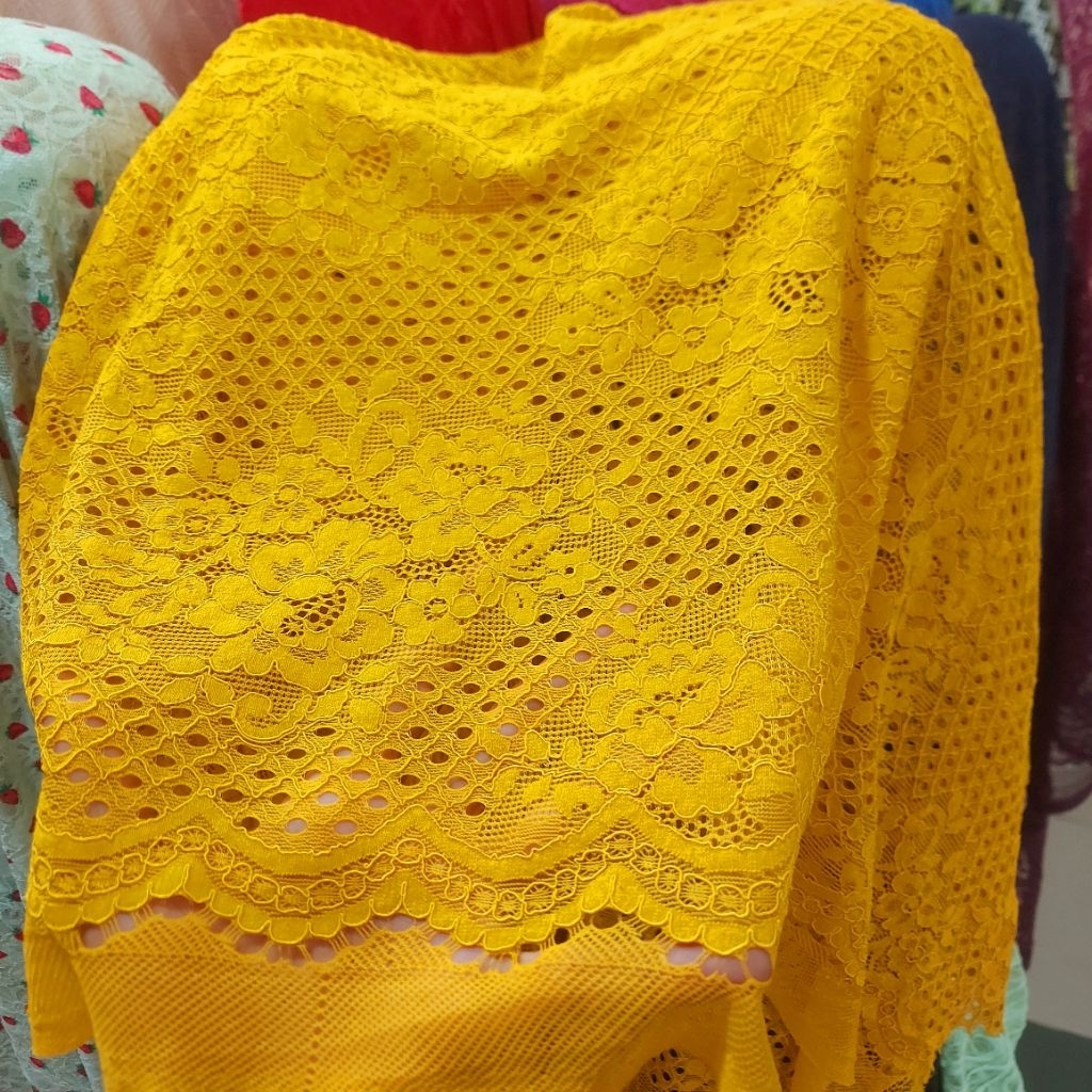 kain brokat katun premium  - kain brokat motif  - kain brokat luxury  ( kuning) tb