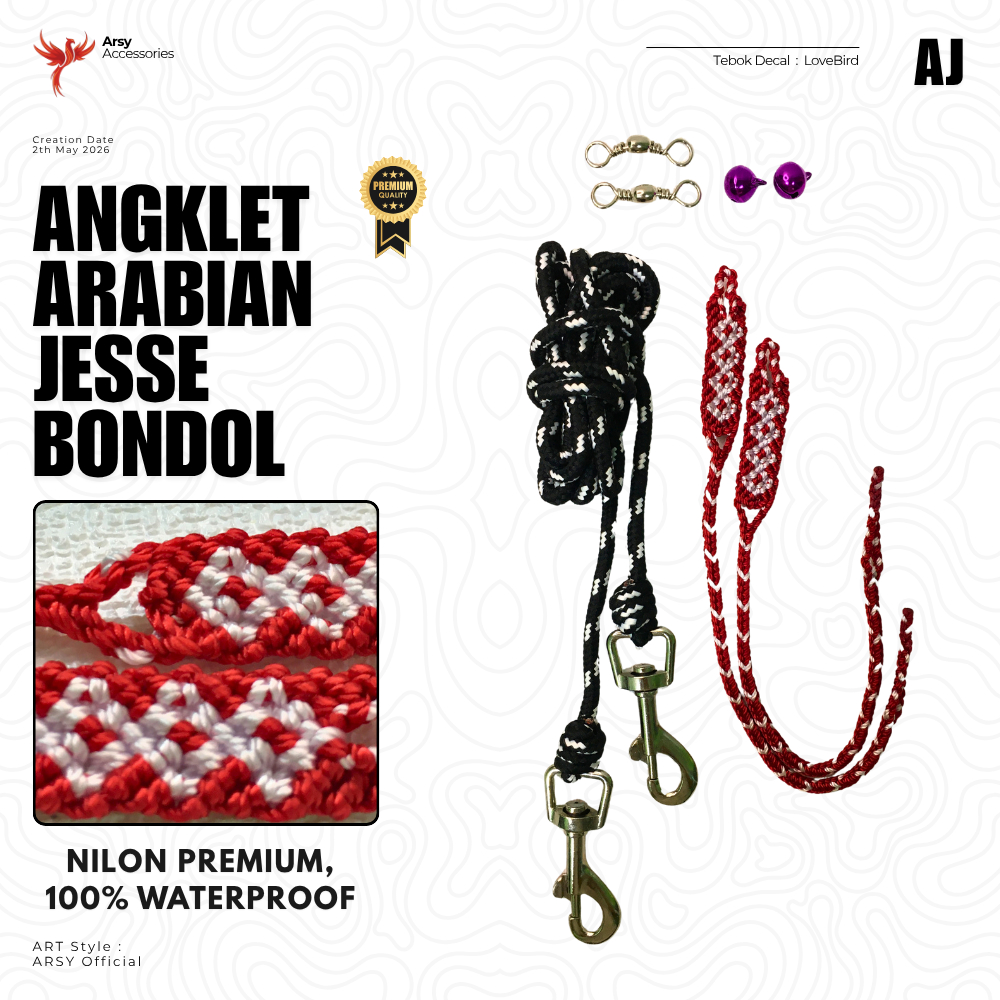 Arabian Jesse Bondol/Tyto Alba/BK/Obay Owl Nilon Motif Waterproof Anti Lecet Tali Kaki Elang Burung 