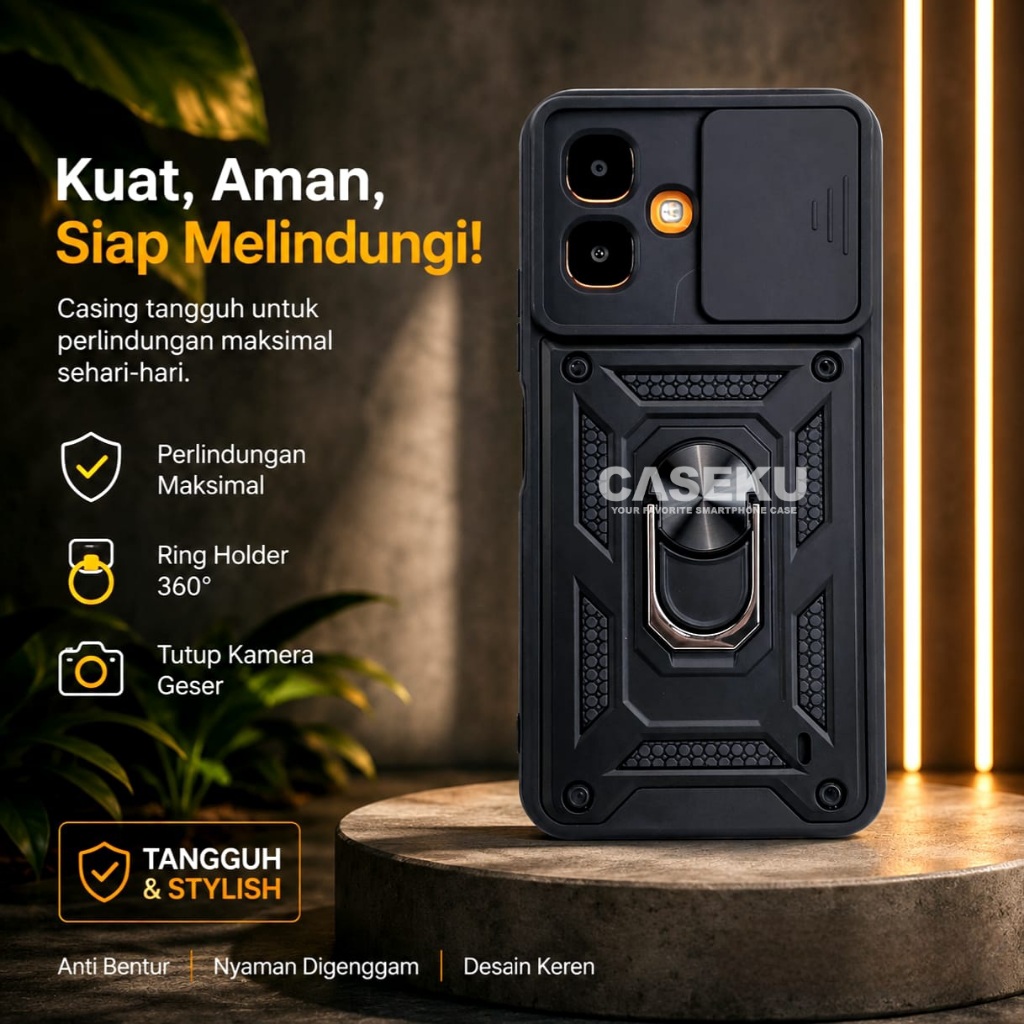BESTPROMO Infinix Smart 20 4G Case Armor Slide Protect Kamera Case Robot Black Slide Kamera +
