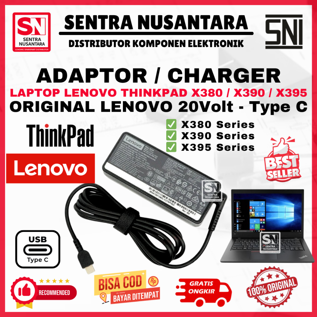Adaptor Charger Laptop LENOVO THINKPAD X380 / X390 / X395 Series | Adaptor Laptop LENOVO THINKPAD X3