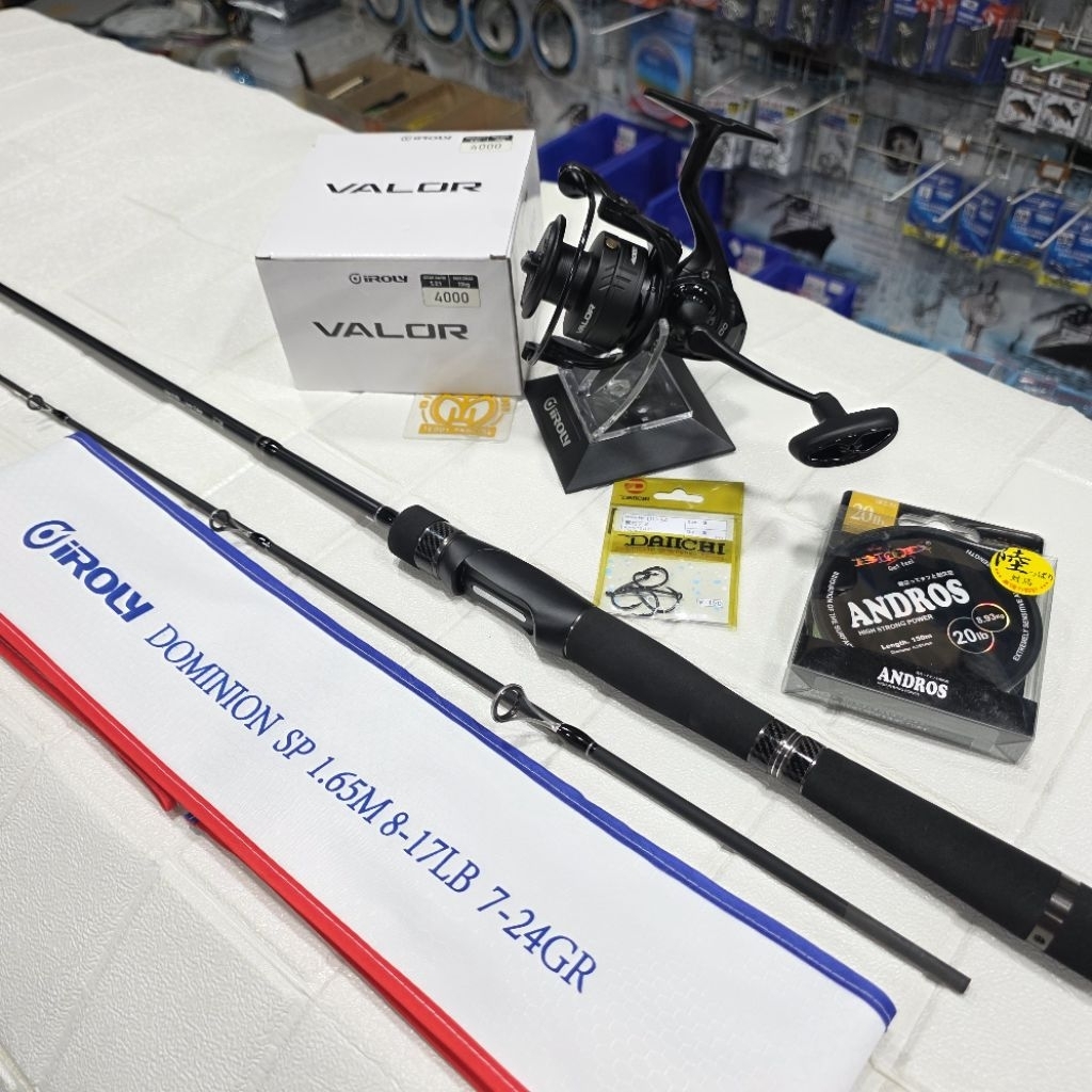 1 Set Iroly Kolaman || Joran Iroly Dominion SP 165cm, 8-17lb Dan Reel Iroly Valor 4000, Senar Blood 