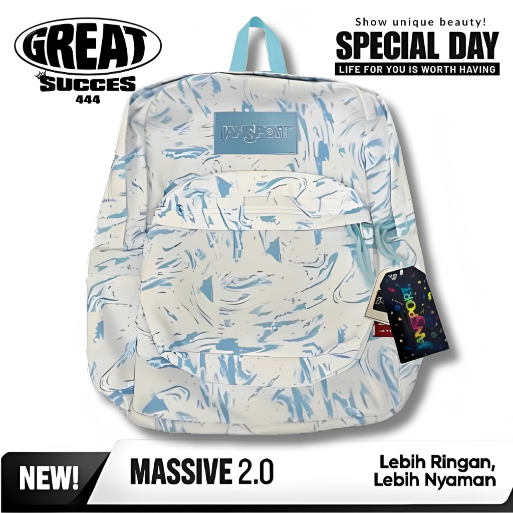 GREATSUCCES - TAS JANSPORT ART BLUE ORIGINAL SUPERBREAK- TAS RANSEL JANSPORT ART BLUE FULL TAG - BAC