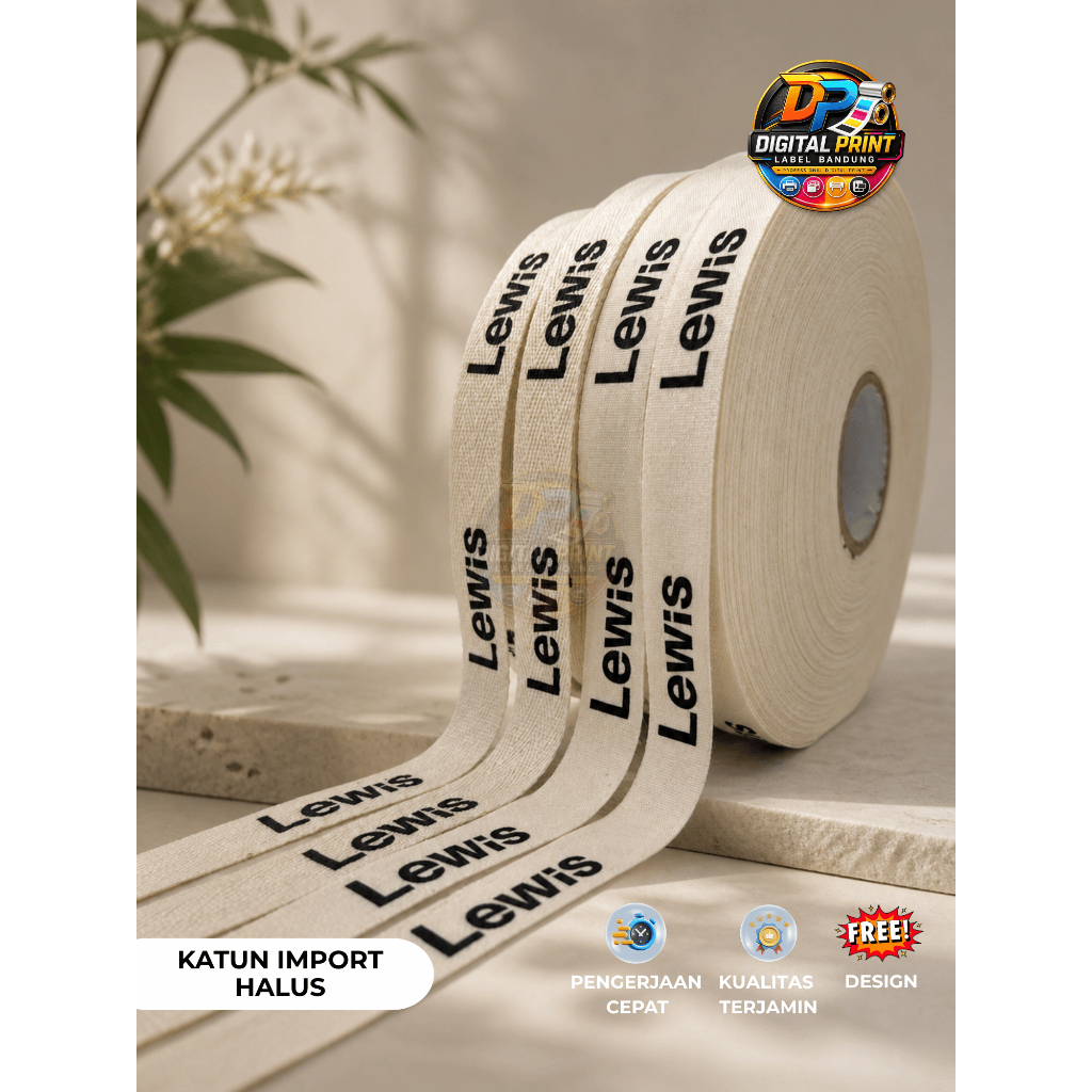 label katun 1 roll 20 Meter / label hijab Label Katun Baju Roll / Label Brand Clothing / Label Hijab