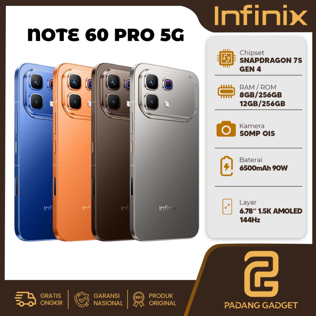 Infinix Note 60 Pro 5G 8GB/256GB 12GB/256GB HP Android Smartphone Baru Garansi Resmi