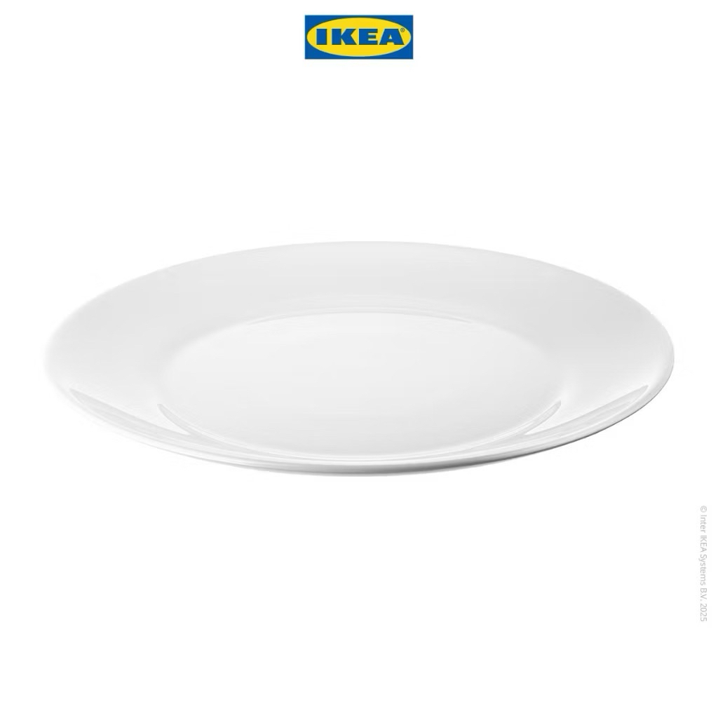 IKEA Piring Makan Keramik Bahan Kaca Temper Putih 25cm